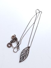 Sterling Silver Van Peterson Leaf Pendant Necklace Chic Boho 