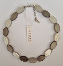 Pearl Shell Necklace ANNA NOVA Adjustable Length Clasp Fitting Two-Tone Grey