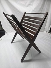 Mid-Century Modern Wooden Spindle Folding Magazine Rack Vintage