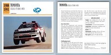 Toyota Celica Turbo 4WD - 1988-91 Competition Classic Cars Collectors Club Card