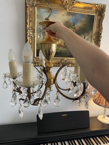 Vintage brass crystal - &,