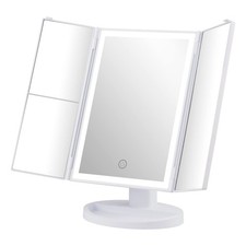 LED Vanity Makeup Mirror – Trifold Lighted Mirror with 3X/2X/1X Magnification, W