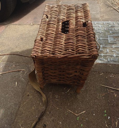 Brown wicker fishing basket - fishing,
