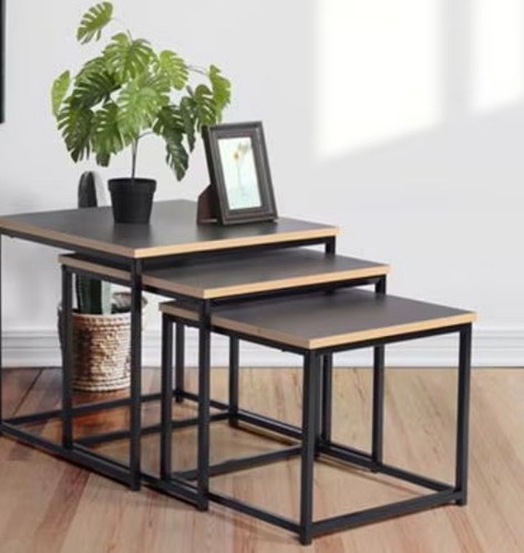 Black and wooden coffee table - black,
