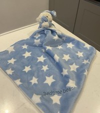 MOTHERCARE BLUE STARS TEDDY BEDTIME BEAR SOFT TOY COMFORTER BLANKIE