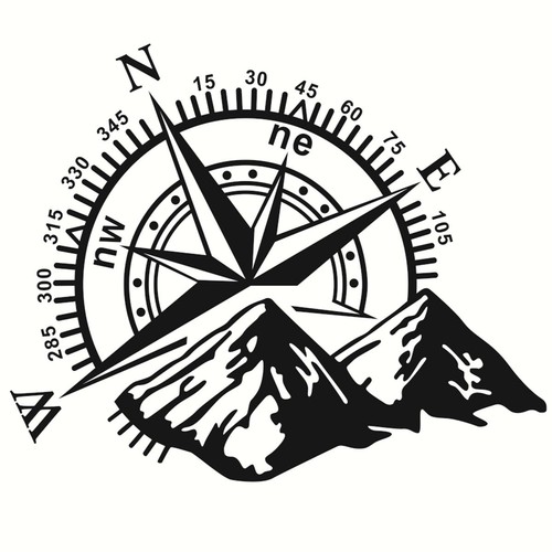 Compass mountain vinyl decals - mountain,