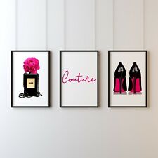 Set of 3 Fashion Prints Poster Wall Art Floral Perfume Bottle Decor Couture -151