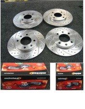 CITROEN SAXO FURIO WEST COAST DRILLED GROOVED BRAKE DISCS MINTEX BRAKE PADS 