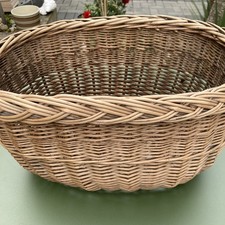 Antique solid Oval Wicker Toilet Roll Basket Bathroom Storage set of VICTORIA !