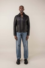 BODA SKINS HENDRIX LEATHER JACKET IN OIL BLACK /BRUSHED SILVER XL RRP £510.00