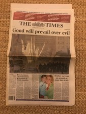 Vintage The Times Newspaper 9/11 Thursaday September 13th 2001