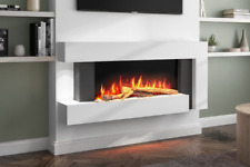 Amberglo White Wall Mounted Electric Fireplace Suite with LED Lights + Wood