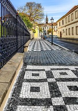 Wall Art "Cobbled Street" Prague Czech Republic A4 Print