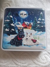 Empty Scottie Dogs tin Christmas Theme design 15 cm x 15 cm approximately