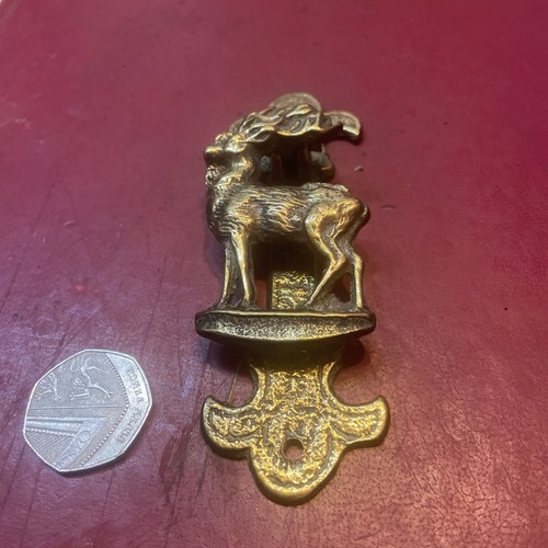 Antique brass stag door - brass,