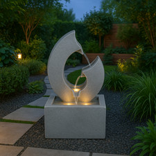 Water Feature Indoor Outdoor LED Fountain Waterfall Garden Decor (Horn)