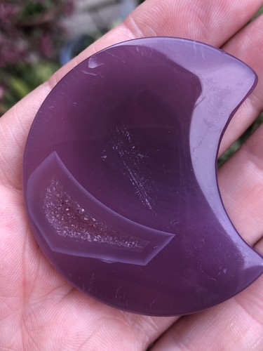 Purple drusy agate moon 42g - agate,