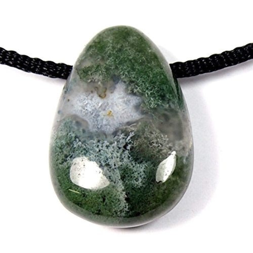 Green moss agate drilled - green,