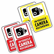 2 x In Vehicle Camera Recording Stickers Security Taxi Bus Car Signs CCTV Labels