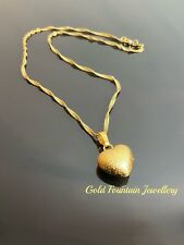 22k 22Ct Gold Filled Love  Heart Necklace With 18” Wave Chain Stamped Ref:-73
