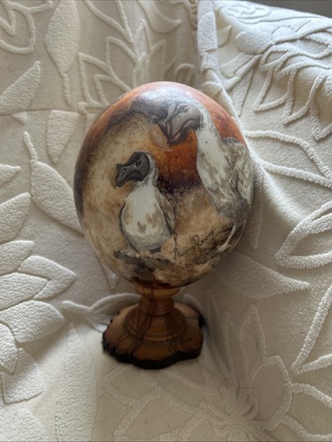 Blown ostrich egg wooden - egg,