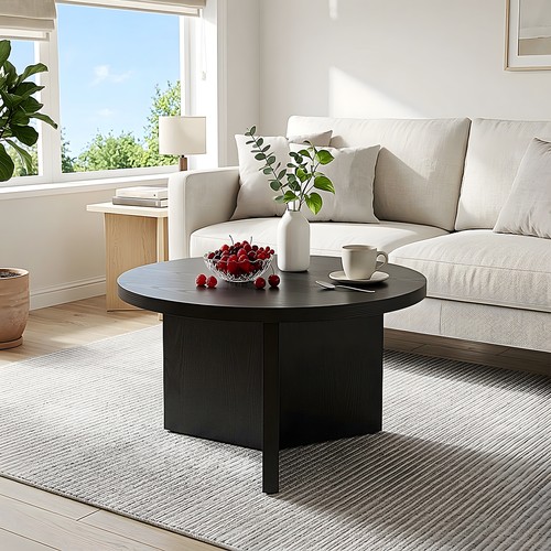 Round wood coffee table modern - round,