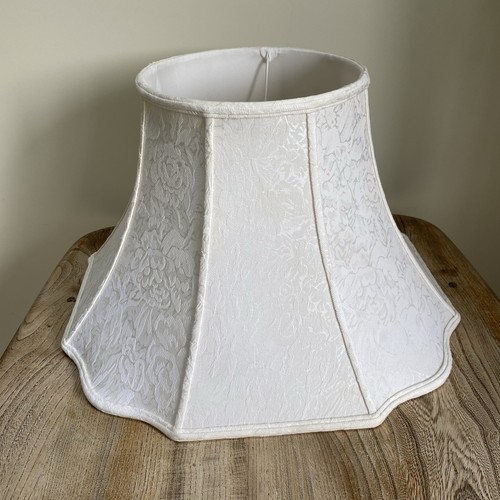 Large cream damask lamp - damask,