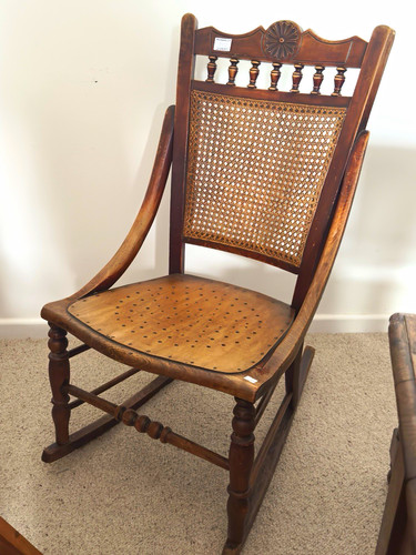 Antique wood cane rocking - &,