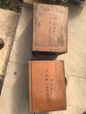 2 Ex Military Wood Boxes Size 30x21x20 Handles Need Refurb Been Stored 50 Years