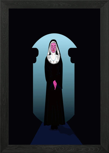 Beautiful nun praying - , framed