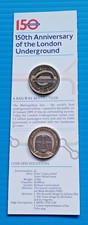 £2 Coins x 2. LONDON UNDERGROUND 150th ANNIVERSARY TWO POUND COINS 2013 BUNC.