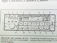 Vauxhall Audio CAR100-CAR200-CAR300-CAR400 CCR600-CCR800 Radio Operation Book