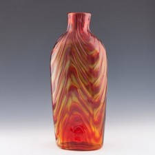 Signed Pavel Hlava Chlum Garnet Glass Bottle Vase c1975