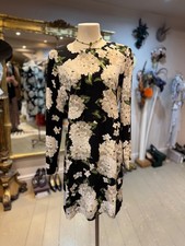 Goat Dress Size 10 Black With White And Cream Hydrangea Print New No Tags