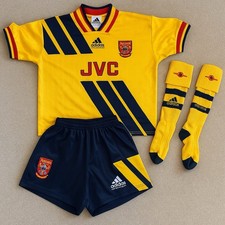 RARE Original Arsenal 1993/94 Away Youth Kit –Shirt/Shorts/Socks – Adidas 28-30”