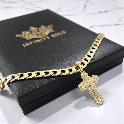 9ct gold crucifix cross - xp,