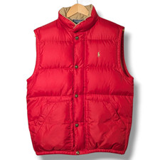 Polo Ralph Lauren Gilet Mens Small Red Down Fill Feather Puffer Body Warmer