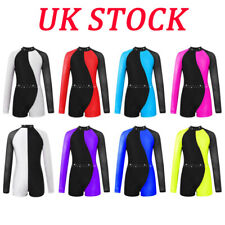UK Girls Longsleeve Ballet Dance Bodysuits Gymnastics Leotards Jumpsuit Costume