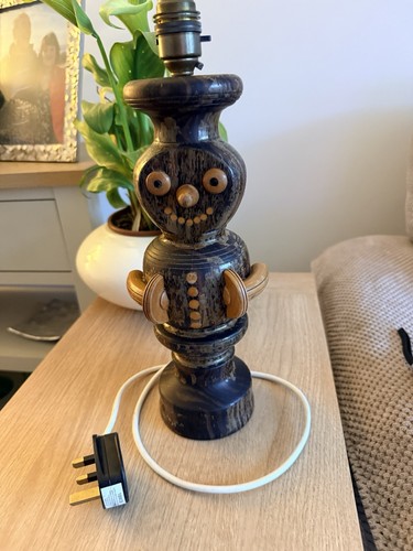 Vintage wooden snowman lamp - snowman,