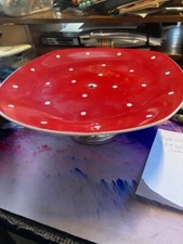 Midwinter Stylecraft Red Domino  1950s polka Dot Cake Stand Server Plate