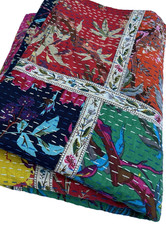 Indian Kantha Quilt Bedspread