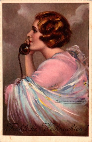 Art deco lady telephone - art,