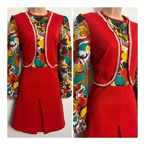 Vintage 1960s red floral - vintage,