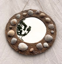  Authentic Handmade | Real Sea Shell Beachy Bohemian Mirror ~ 15.5cm length ~