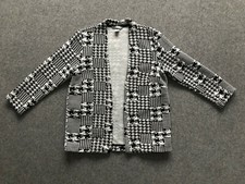 H&M ladies textured jacket fit size 10 open front black white check