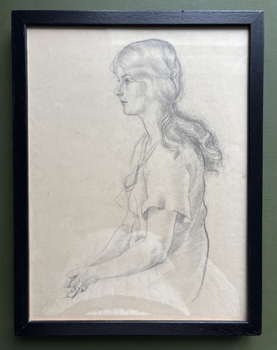 Antique pencil portrait study - pencil,