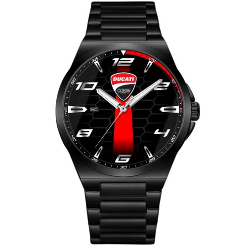 Wristwatch black steel fan - black, art
