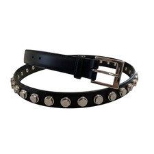 Saint Laurent Sale | Black Silver Studded Belt | YSL Small Leather Goods