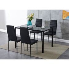 Black/Grey/White Dining Table and 4 / 6 Padded Chairs Home Kitchen Furniture Set
