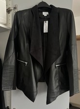 Women’s Wallis Black Faux Leather Waterfall Jacket Size 12